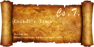 Csikár Timur névjegykártya